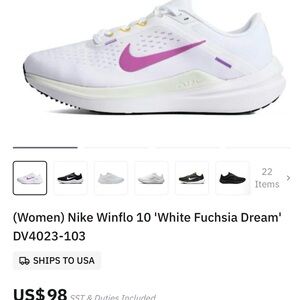 Nike Women's Winflo 10 White and Purple Athletic Shoes